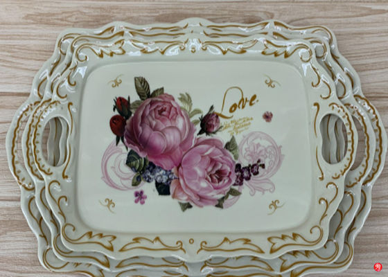 अच्छी कीमत खाद्य ग्रेड प्लास्टिक 15 इंच Melamine हैंडल के साथ ट्रे की सेवा ऑनलाइन