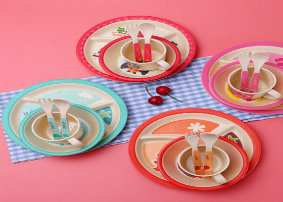 अच्छी कीमत Biodegradable Decal Melamine बांस फाइबर बेबी टेबलवेयर सेट ऑनलाइन
